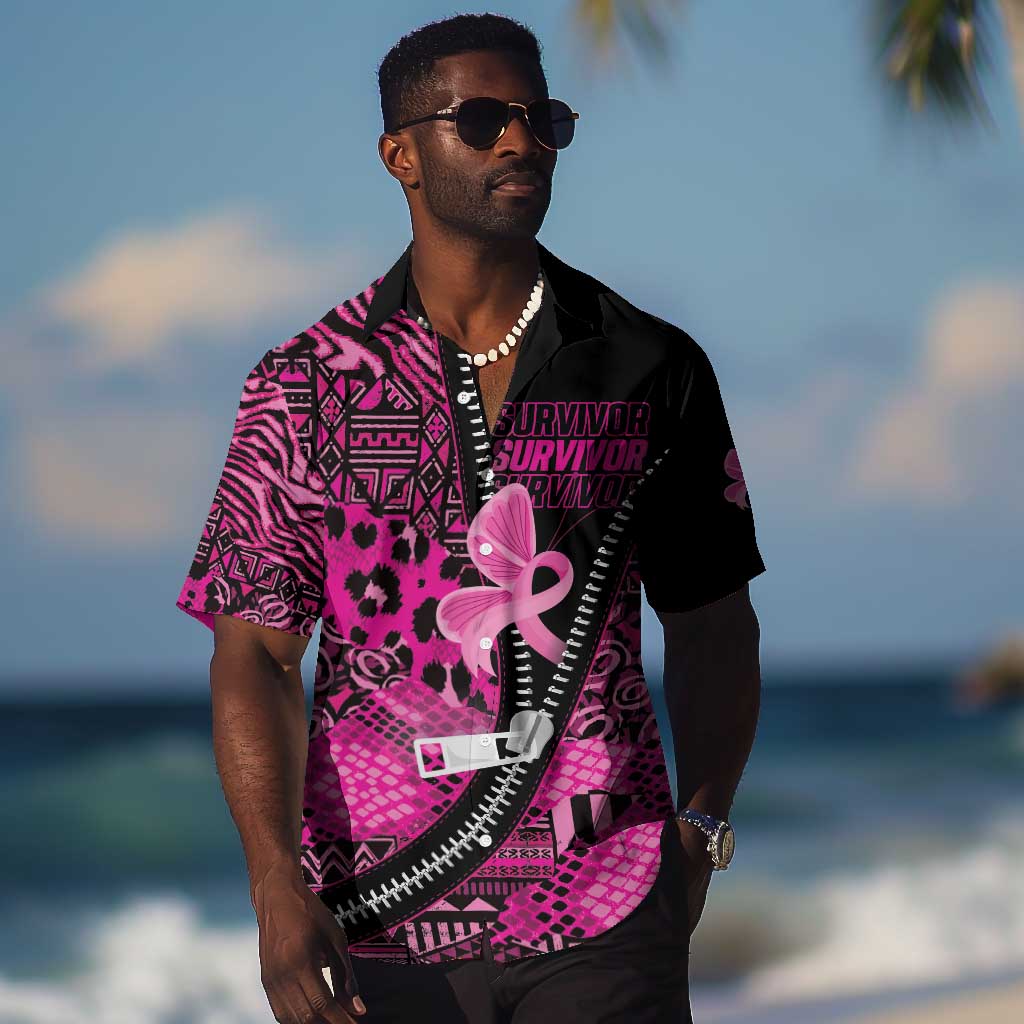 Pink Ribbon Animals Skin African Mixed Hawaiian Shirt Zipper Stylized LT01