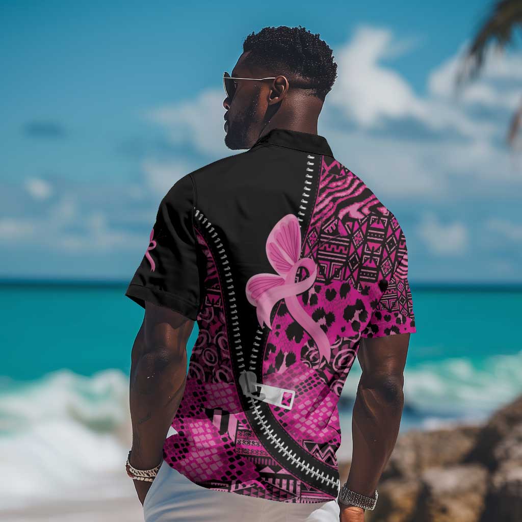 Pink Ribbon Animals Skin African Mixed Hawaiian Shirt Zipper Stylized LT01