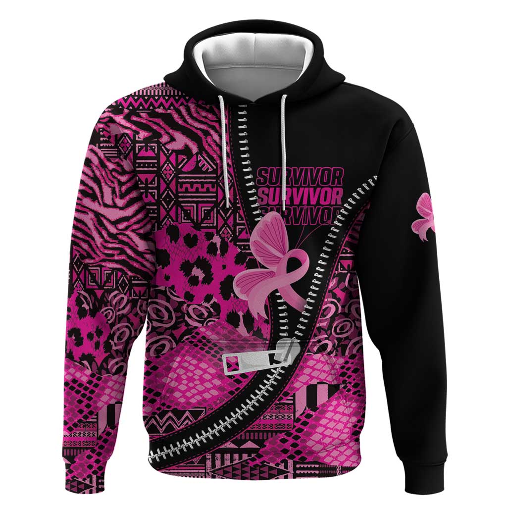 Pink Ribbon Animals Skin African Mixed Hoodie Zipper Stylized LT01