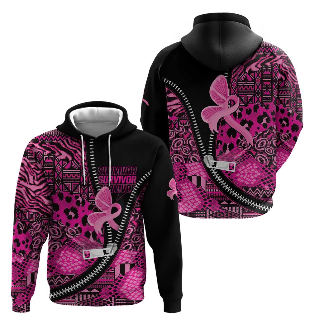 Pink Ribbon Animals Skin African Mixed Hoodie Zipper Stylized LT01