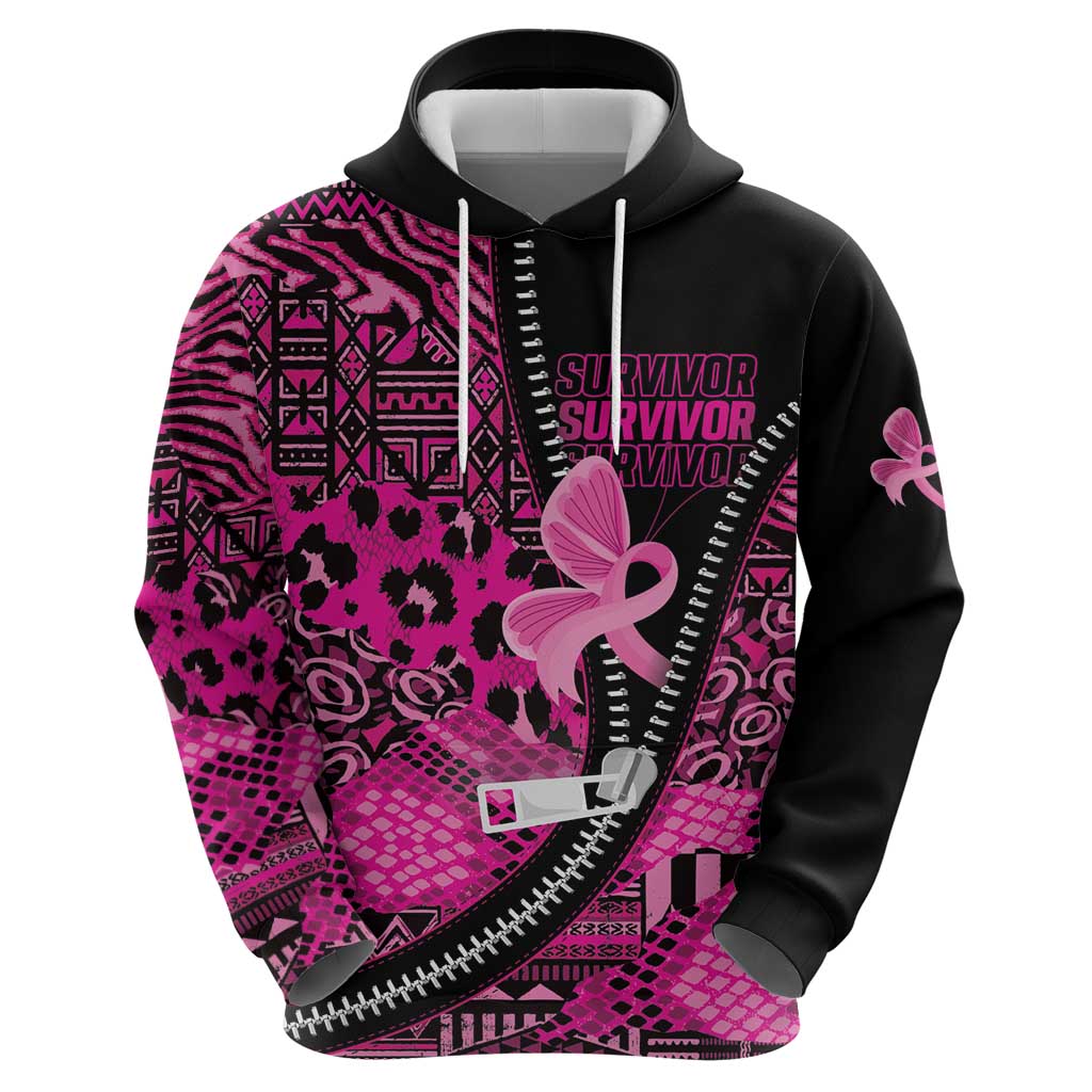 Pink Ribbon Animals Skin African Mixed Hoodie Zipper Stylized LT01