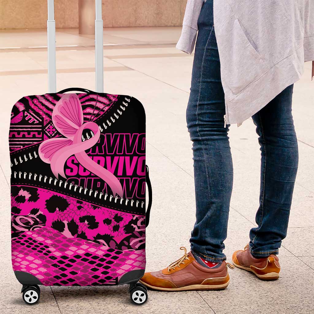 Pink Ribbon Animals Skin African Mixed Luggage Cover Zipper Stylized LT01