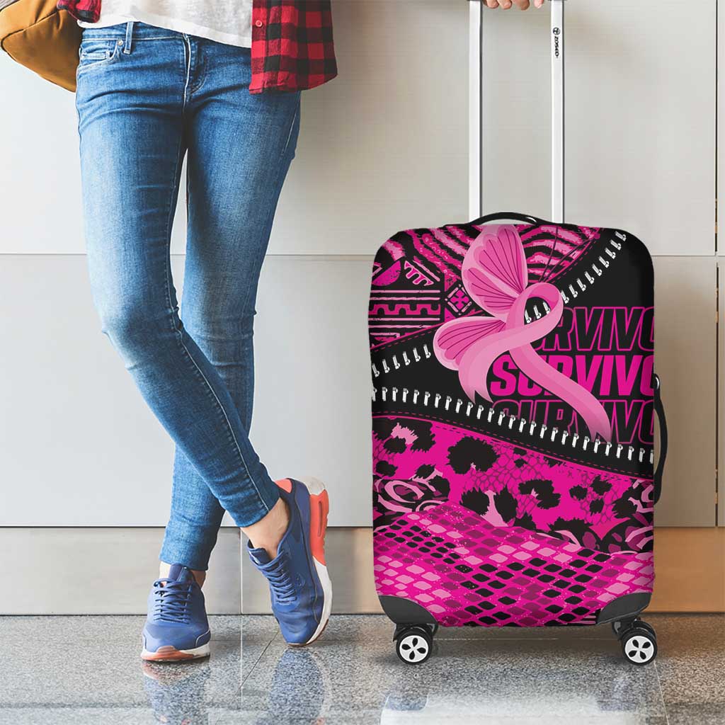 Pink Ribbon Animals Skin African Mixed Luggage Cover Zipper Stylized LT01