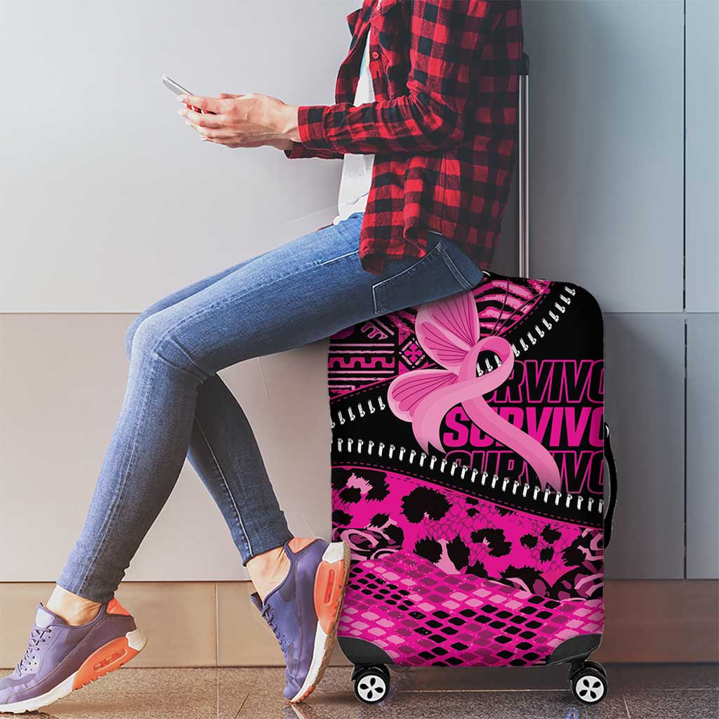 Pink Ribbon Animals Skin African Mixed Luggage Cover Zipper Stylized LT01