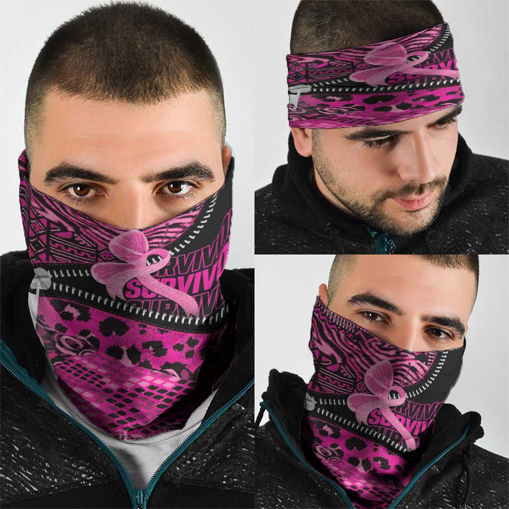 Pink Ribbon Animals Skin African Mixed Neck Gaiter Zipper Stylized LT01