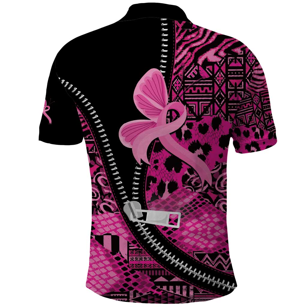 Pink Ribbon Animals Skin African Mixed Polo Shirt Zipper Stylized LT01