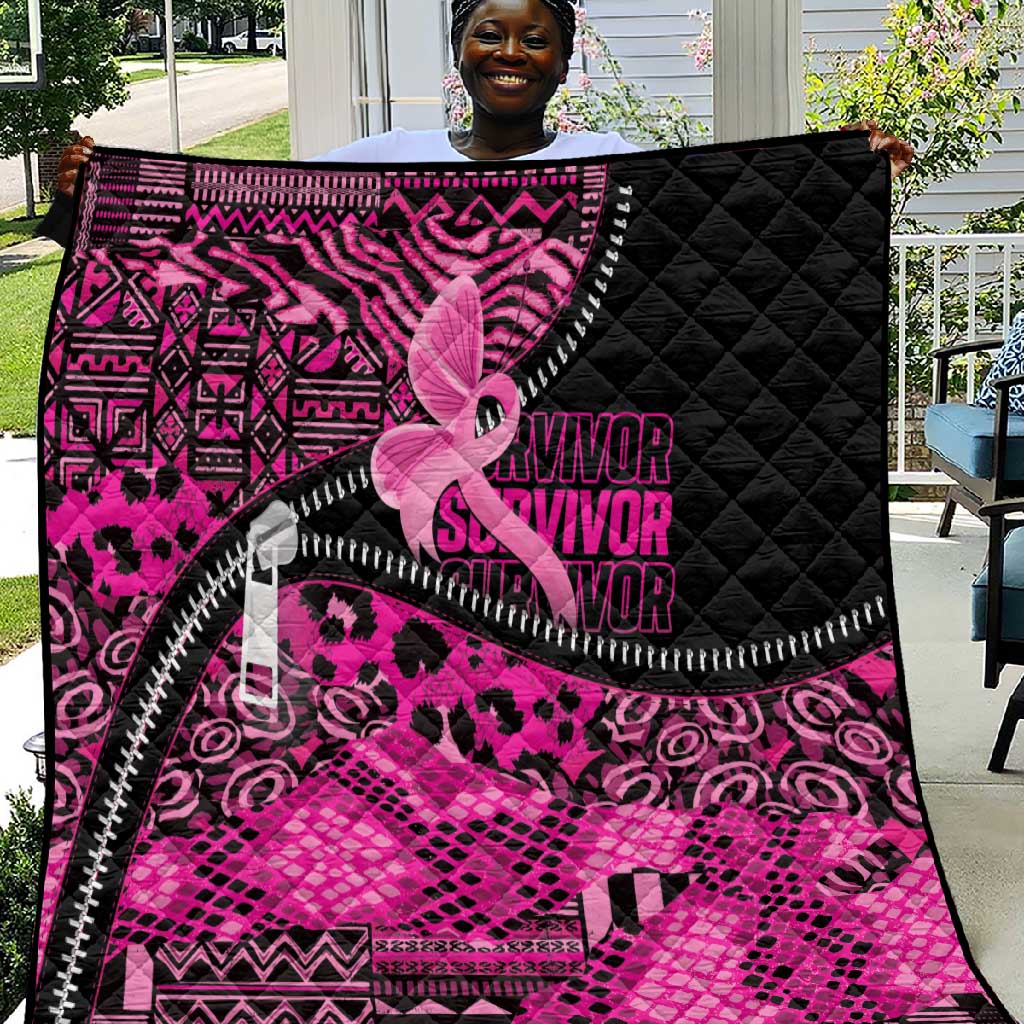 Pink Ribbon Animals Skin African Mixed Quilt Zipper Stylized LT01