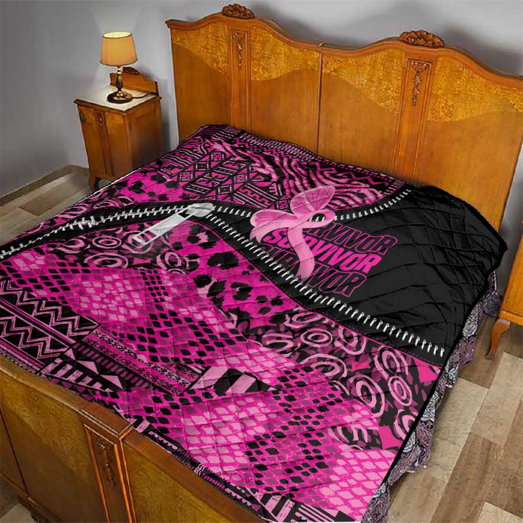 Pink Ribbon Animals Skin African Mixed Quilt Zipper Stylized LT01