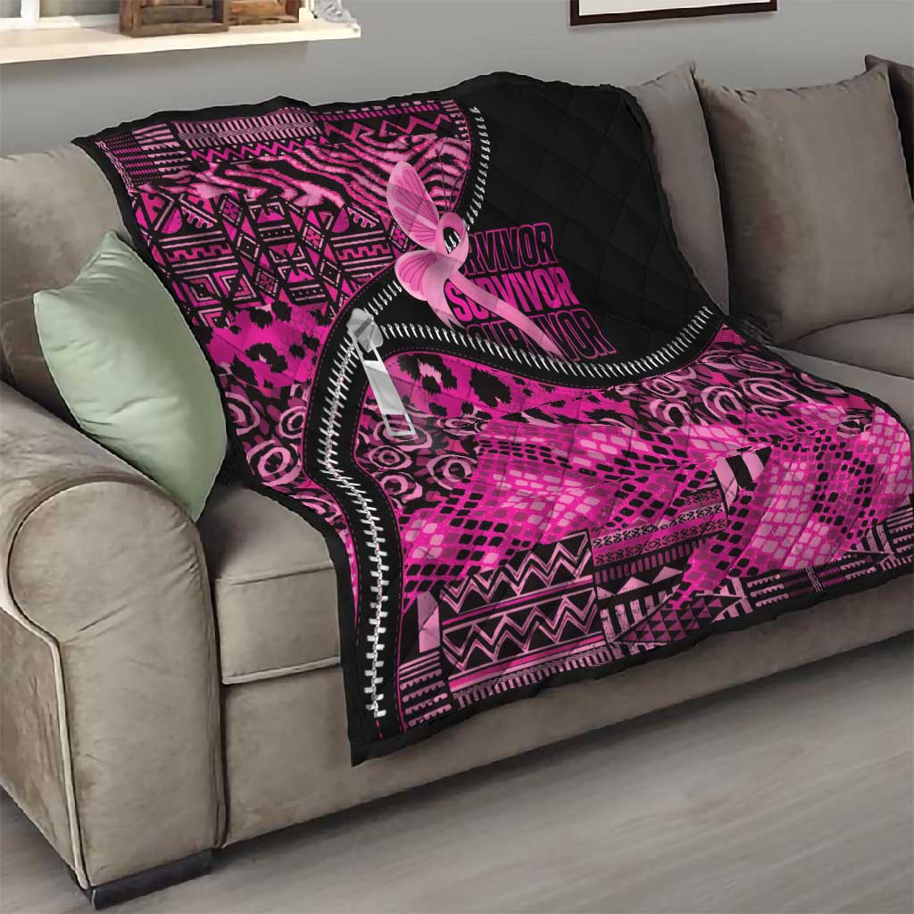Pink Ribbon Animals Skin African Mixed Quilt Zipper Stylized LT01