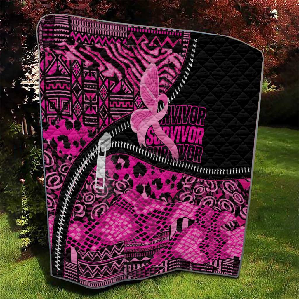 Pink Ribbon Animals Skin African Mixed Quilt Zipper Stylized LT01