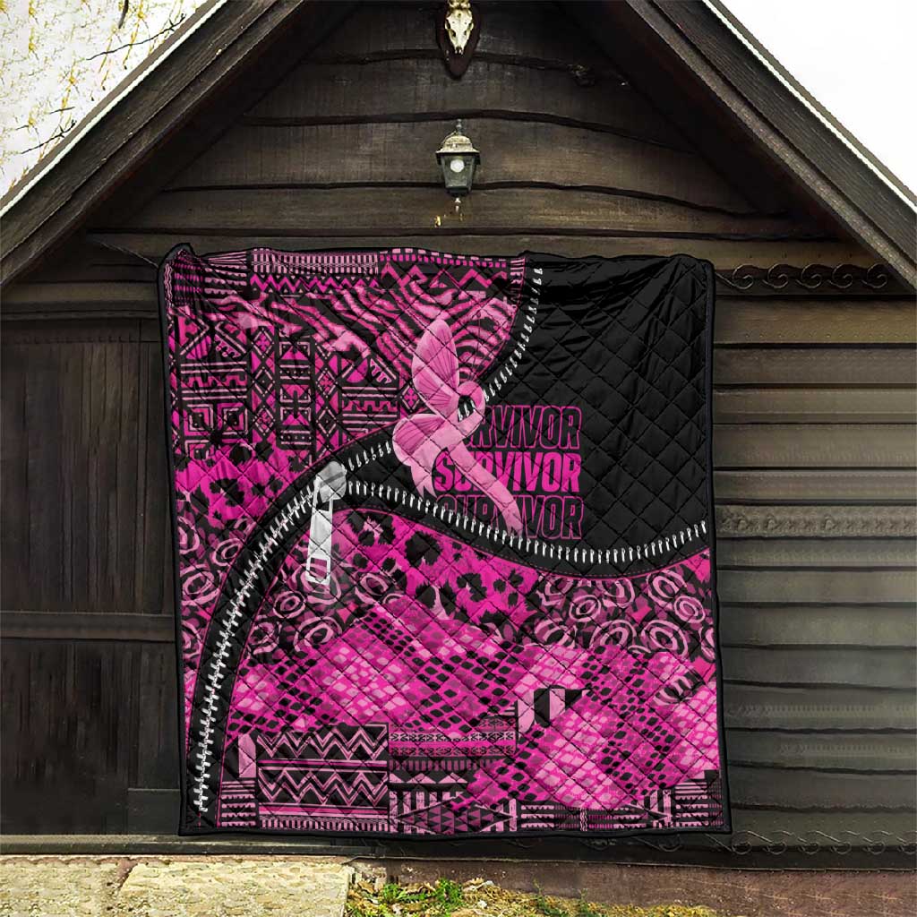 Pink Ribbon Animals Skin African Mixed Quilt Zipper Stylized LT01