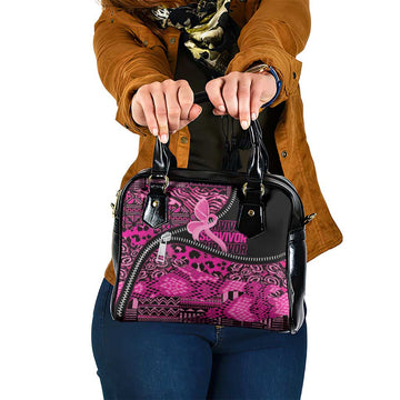Pink Ribbon Animals Skin African Mixed Shoulder Handbag Zipper Stylized LT01