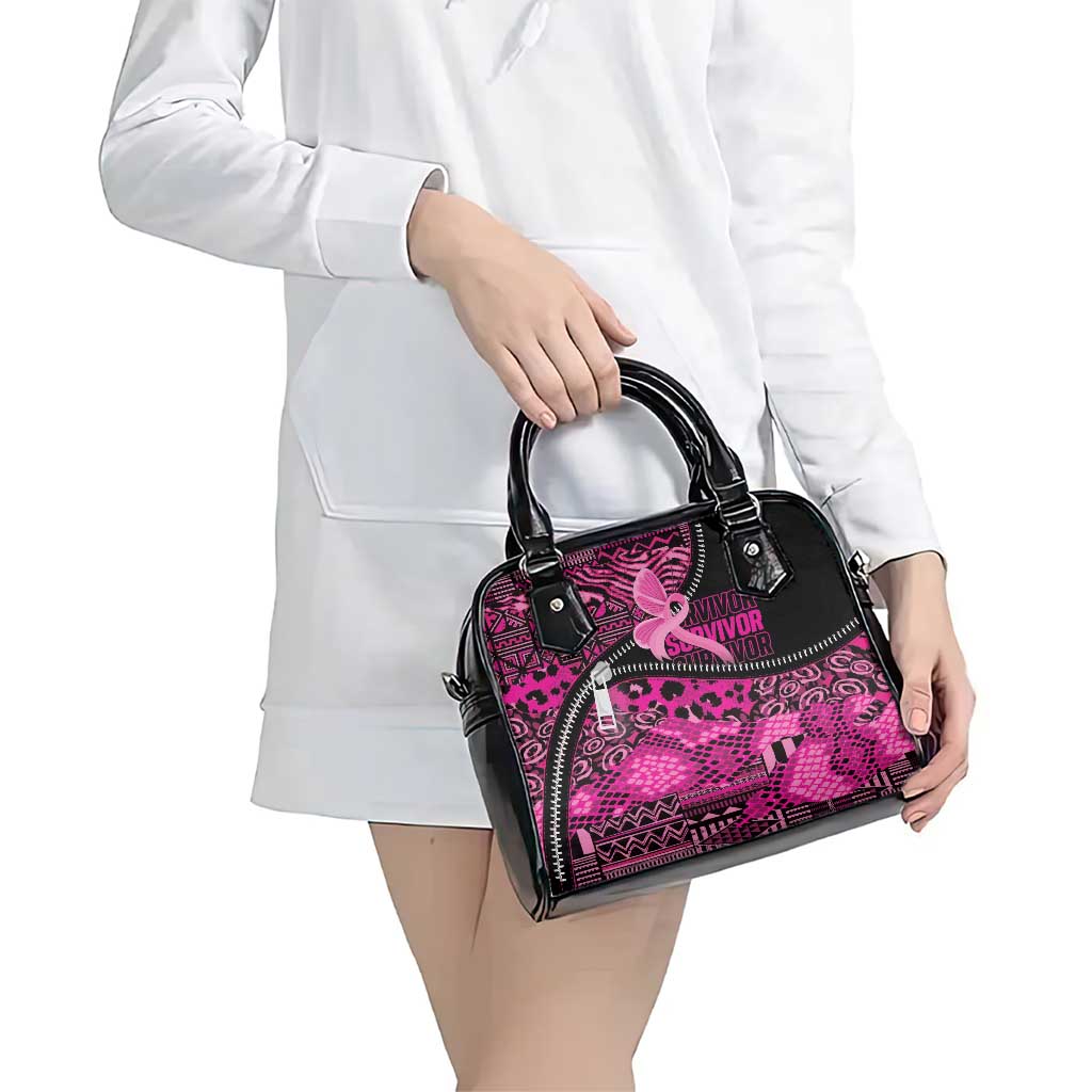 Pink Ribbon Animals Skin African Mixed Shoulder Handbag Zipper Stylized LT01