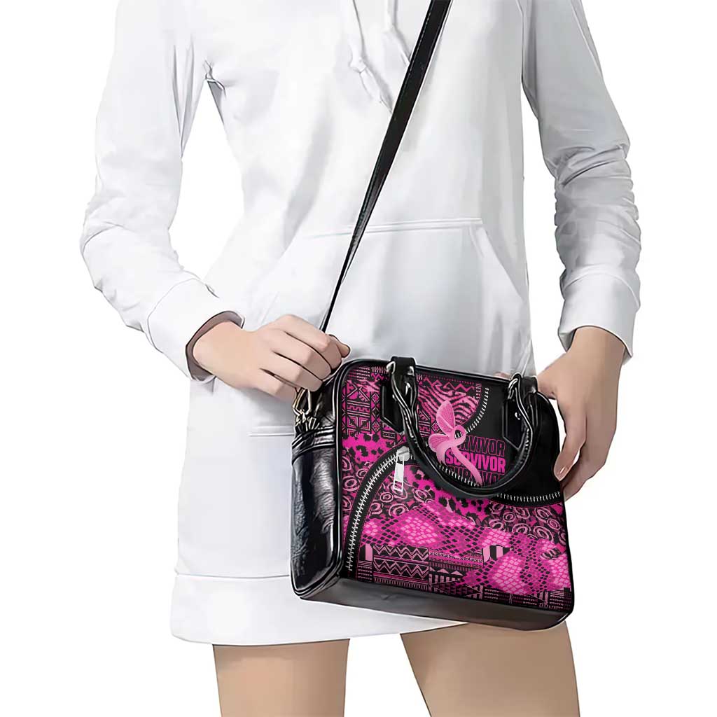 Pink Ribbon Animals Skin African Mixed Shoulder Handbag Zipper Stylized LT01