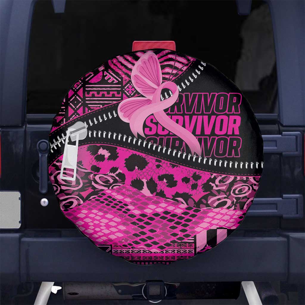 Pink Ribbon Animals Skin African Mixed Spare Tire Cover Zipper Stylized LT01