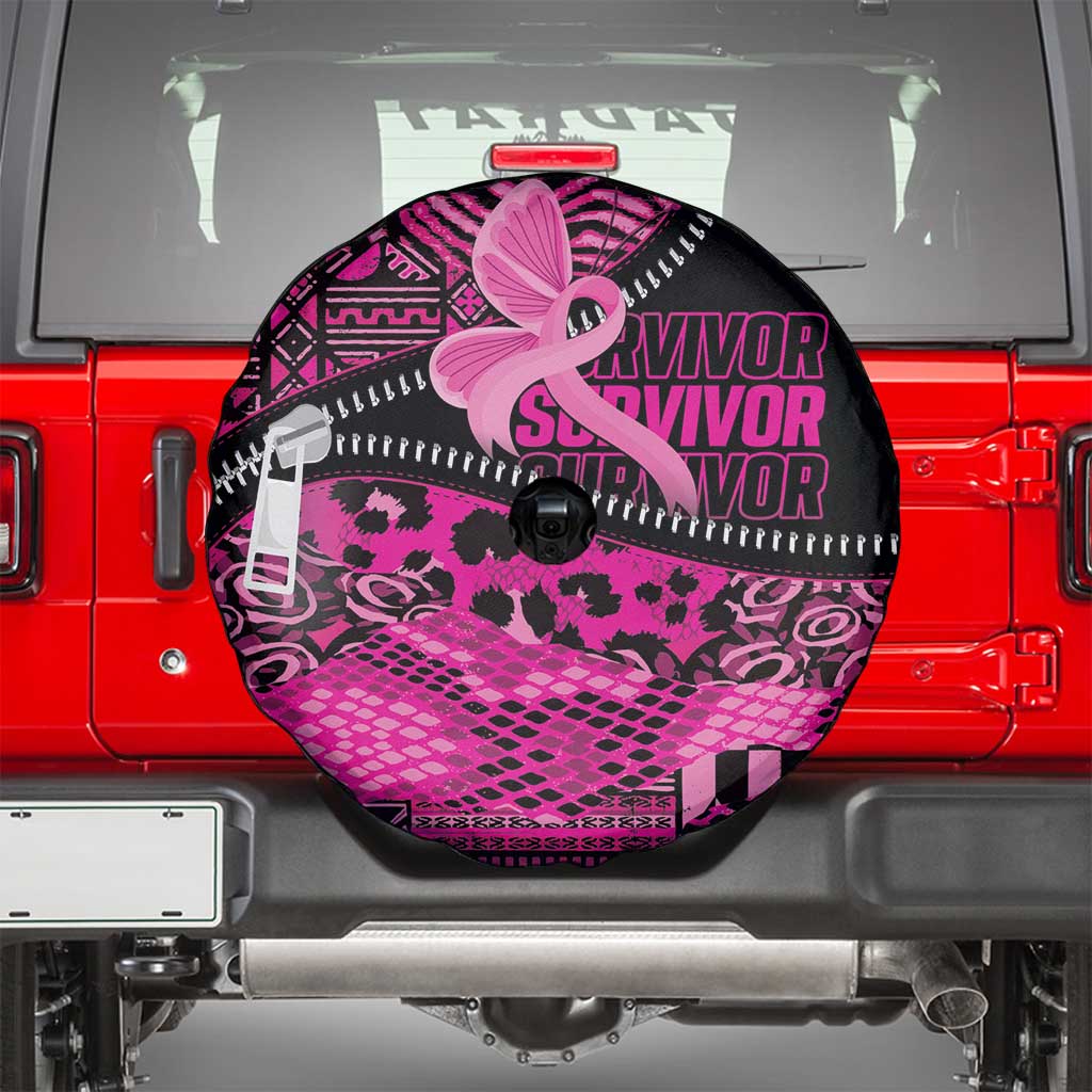 Pink Ribbon Animals Skin African Mixed Spare Tire Cover Zipper Stylized LT01