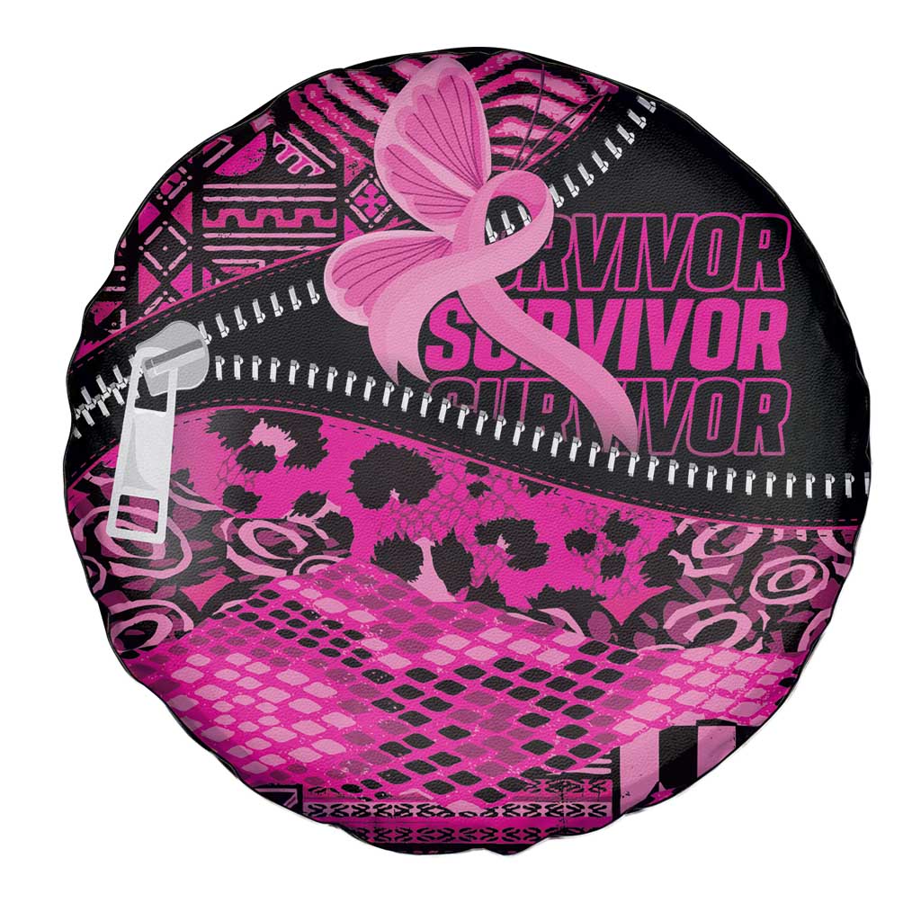 Pink Ribbon Animals Skin African Mixed Spare Tire Cover Zipper Stylized LT01