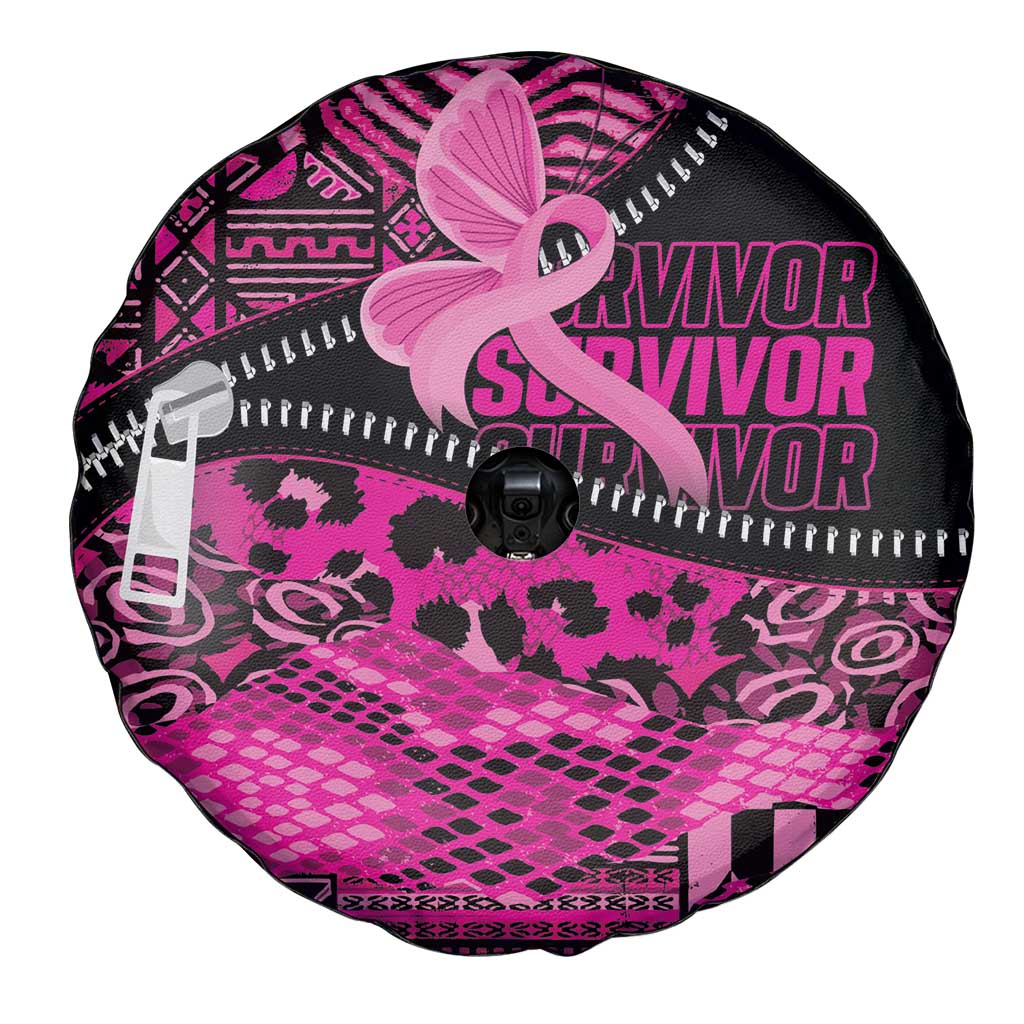 Pink Ribbon Animals Skin African Mixed Spare Tire Cover Zipper Stylized LT01