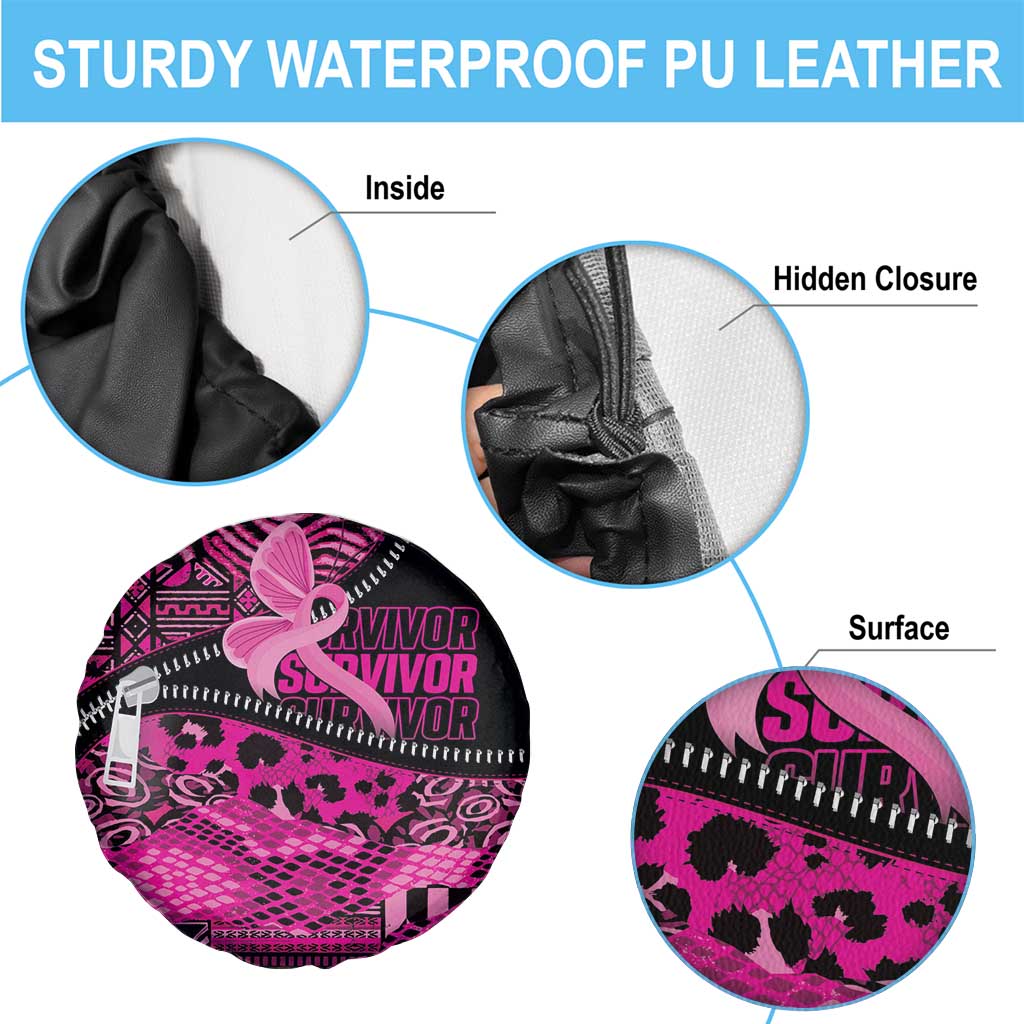Pink Ribbon Animals Skin African Mixed Spare Tire Cover Zipper Stylized LT01