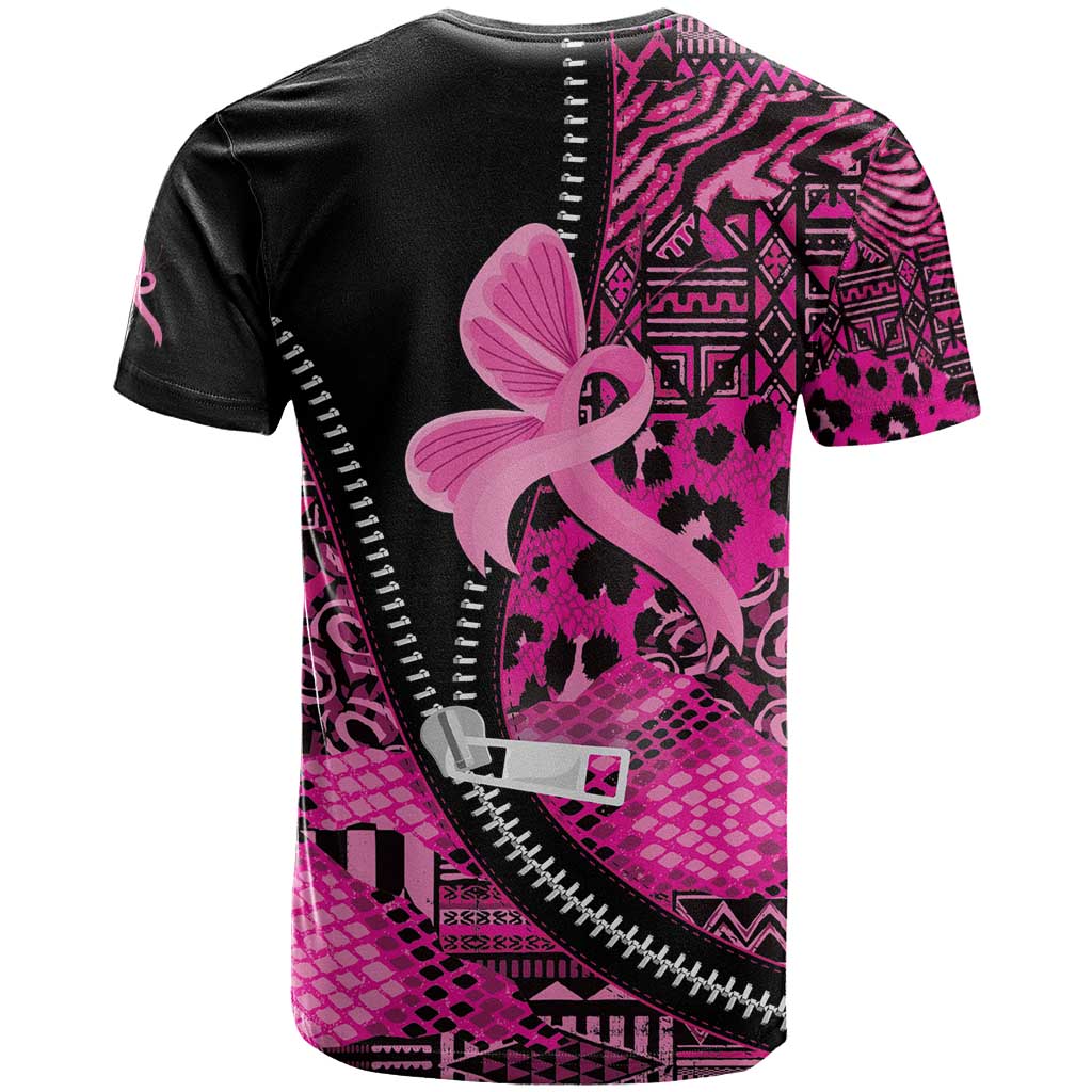 Pink Ribbon Animals Skin African Mixed T shirt Zipper Stylized LT01
