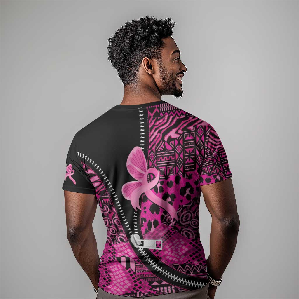 Pink Ribbon Animals Skin African Mixed T shirt Zipper Stylized LT01