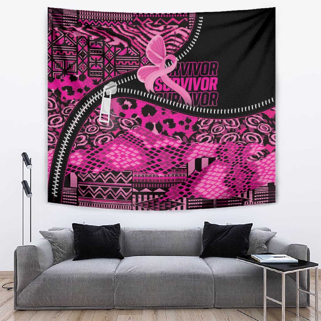 Pink Ribbon Animals Skin African Mixed Tapestry Zipper Stylized LT01