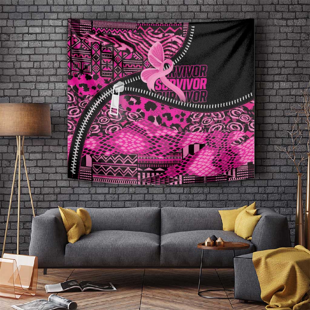 Pink Ribbon Animals Skin African Mixed Tapestry Zipper Stylized LT01