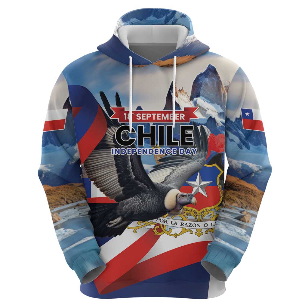Personalized Chile Independence Day 18th September Hoodie Andean Condor Flying LT01