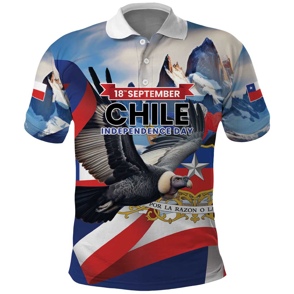 Personalized Chile Independence Day 18th September Polo Shirt Andean Condor Flying LT01