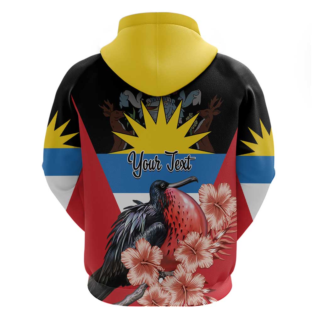 Personalized Antigua and Barbuda Hoodie Magnificent Frigatebird Hibiscus LT01