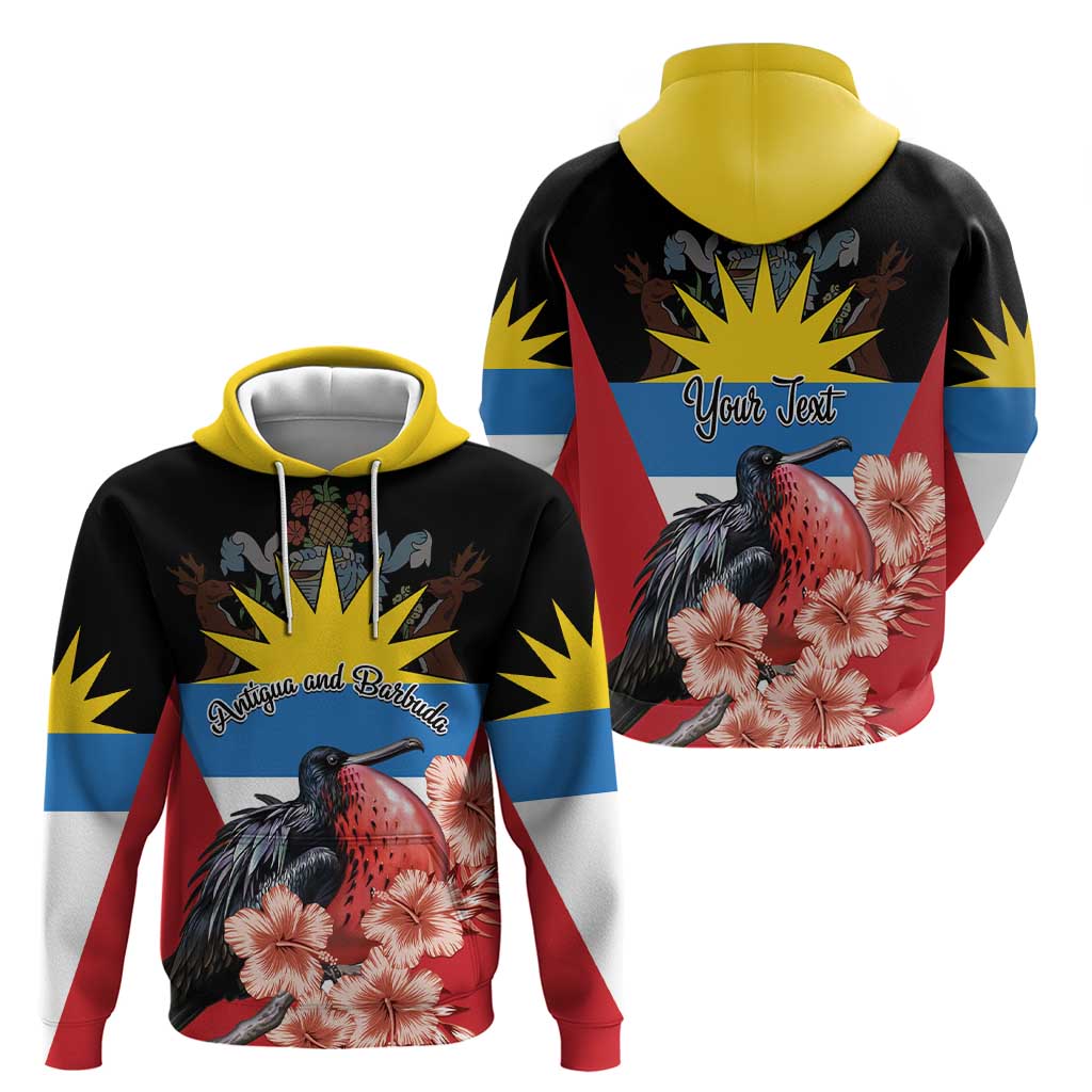 Personalized Antigua and Barbuda Hoodie Magnificent Frigatebird Hibiscus LT01