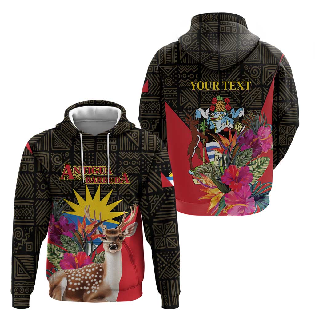 Personalized Antigua and Barbuda Hoodie Fallow Deer Tropical Bouquet LT01