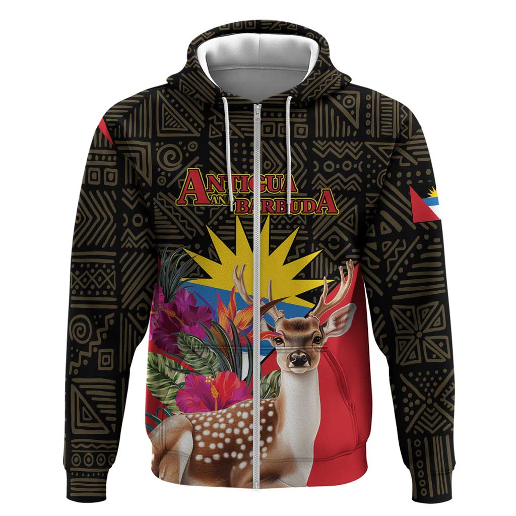 Personalized Antigua and Barbuda Hoodie Fallow Deer Tropical Bouquet LT01