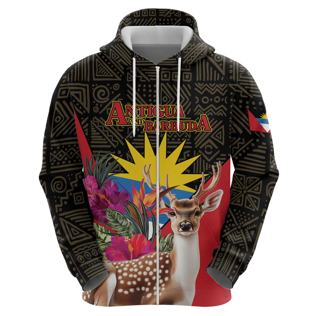 Personalized Antigua and Barbuda Hoodie Fallow Deer Tropical Bouquet LT01