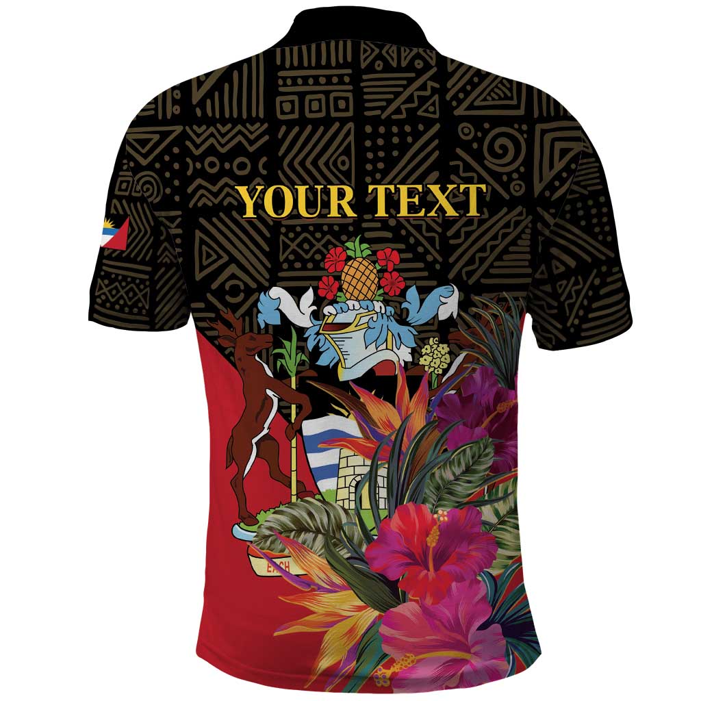 Personalized Antigua and Barbuda Polo Shirt Fallow Deer Tropical Bouquet LT01