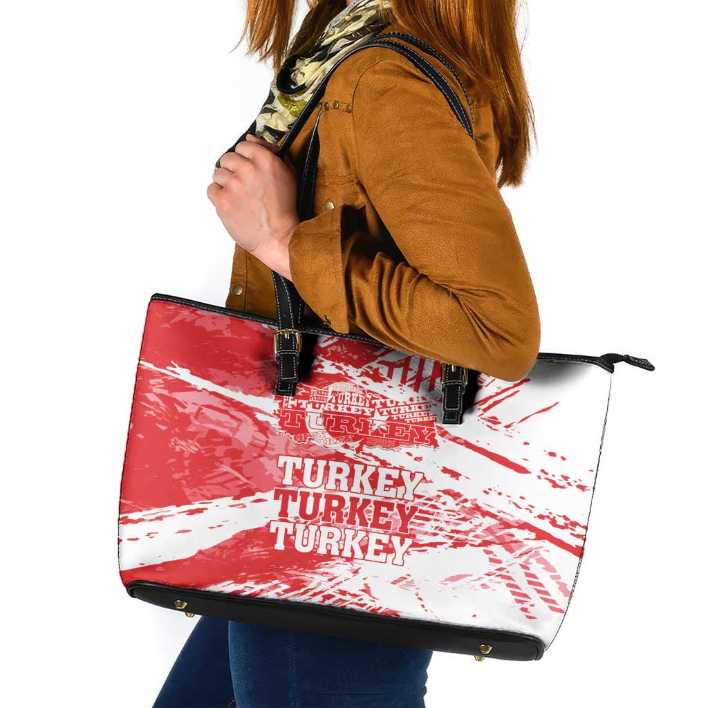Turkey Leather Tote Bag Turkiye Map Unique Grunge LT01