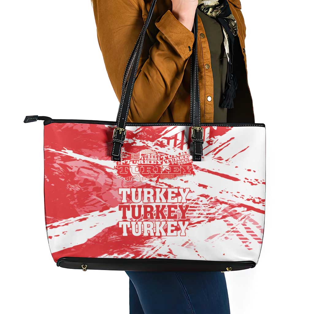Turkey Leather Tote Bag Turkiye Map Unique Grunge LT01