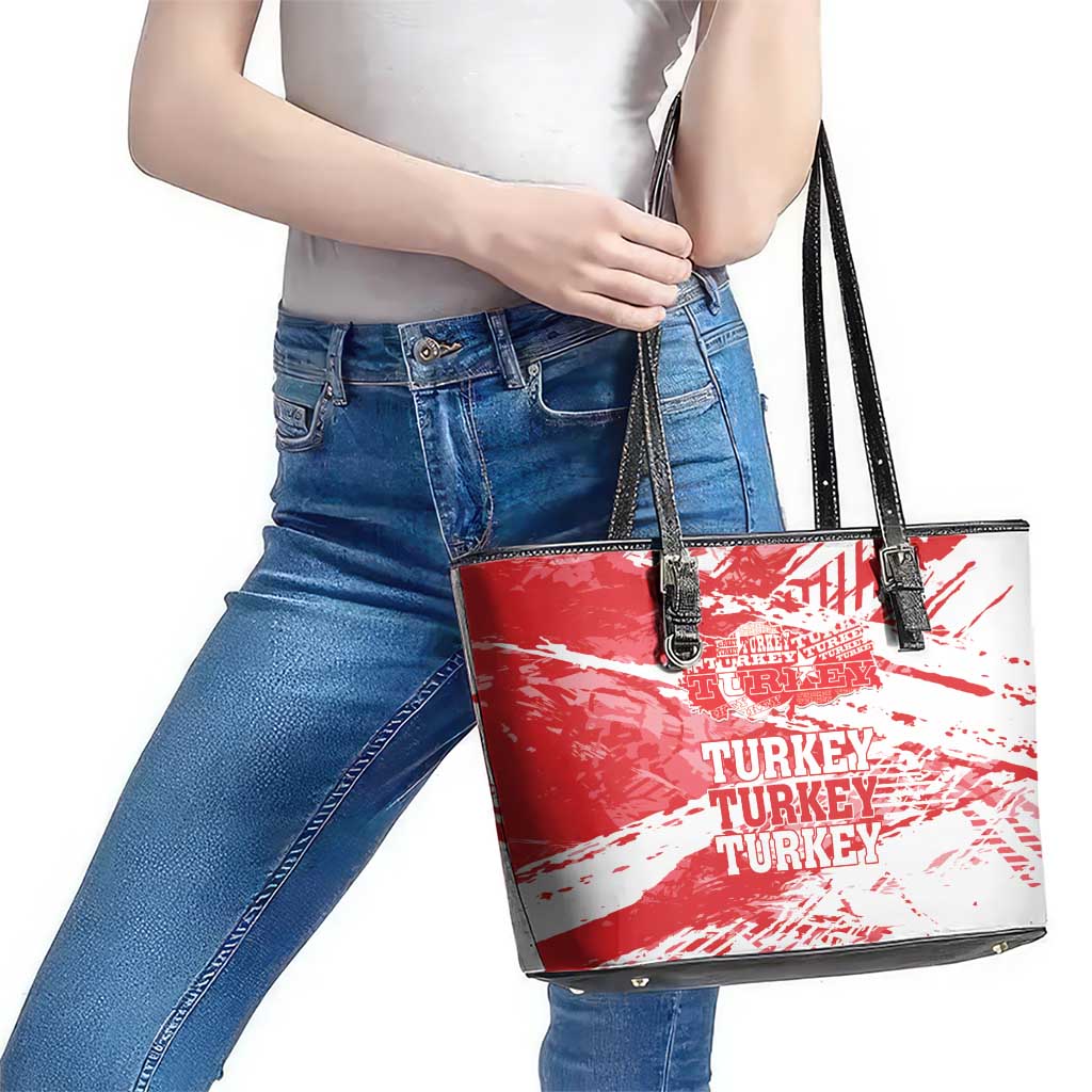 Turkey Leather Tote Bag Turkiye Map Unique Grunge LT01