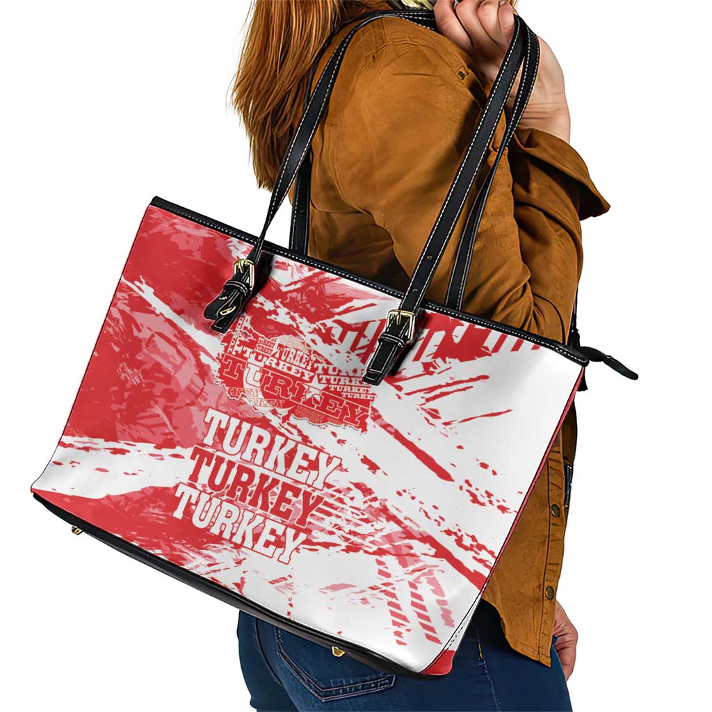 Turkey Leather Tote Bag Turkiye Map Unique Grunge LT01