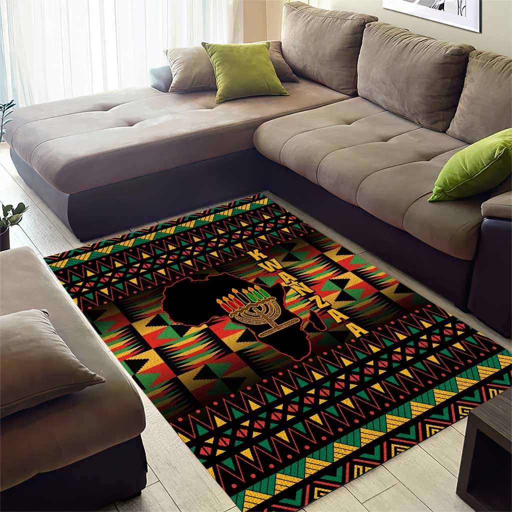 Kwanzaa Festival Area Rug with Kinara Candles and African Pattern LT01