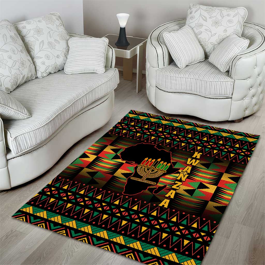 Kwanzaa Festival Area Rug with Kinara Candles and African Pattern LT01