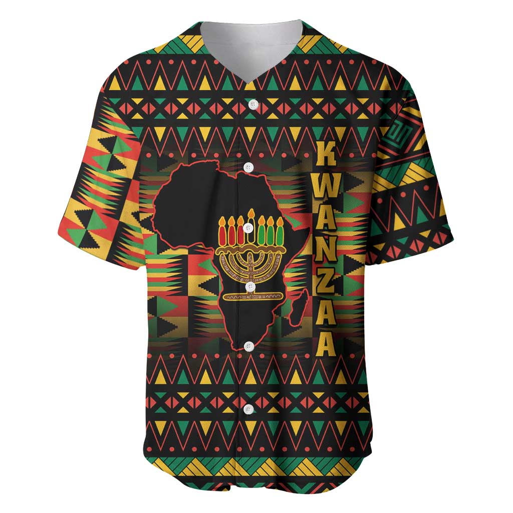 Kwanzaa Festival Baseball Jersey with Kinara Candles and African Pattern LT01