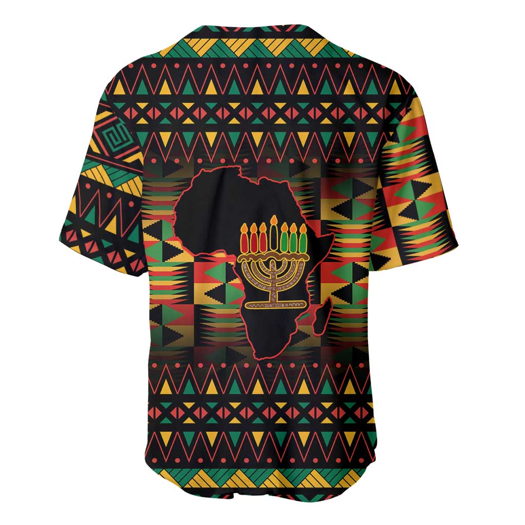 Kwanzaa Festival Baseball Jersey with Kinara Candles and African Pattern LT01