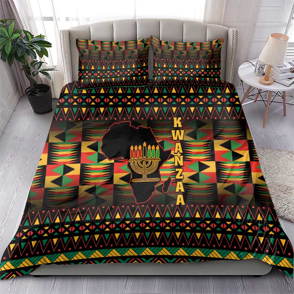 Kwanzaa Festival Bedding Set with Kinara Candles and African Pattern LT01