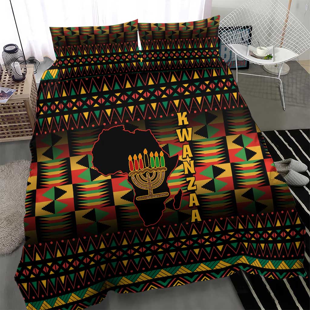 Kwanzaa Festival Bedding Set with Kinara Candles and African Pattern LT01