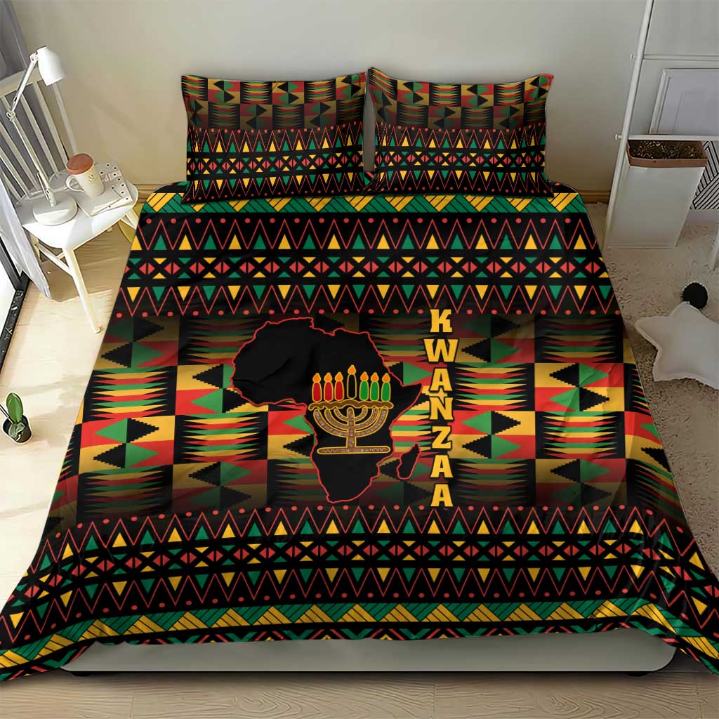 Kwanzaa Festival Bedding Set with Kinara Candles and African Pattern LT01