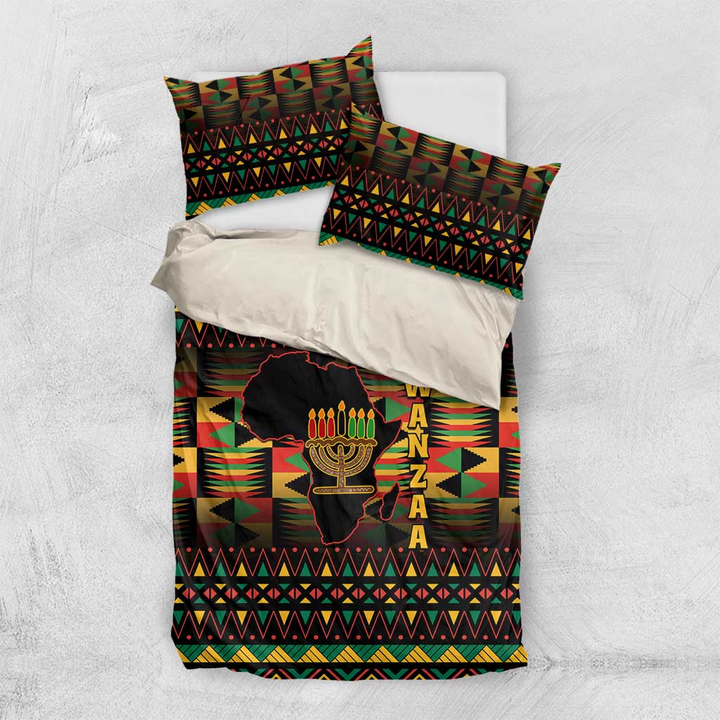 Kwanzaa Festival Bedding Set with Kinara Candles and African Pattern LT01