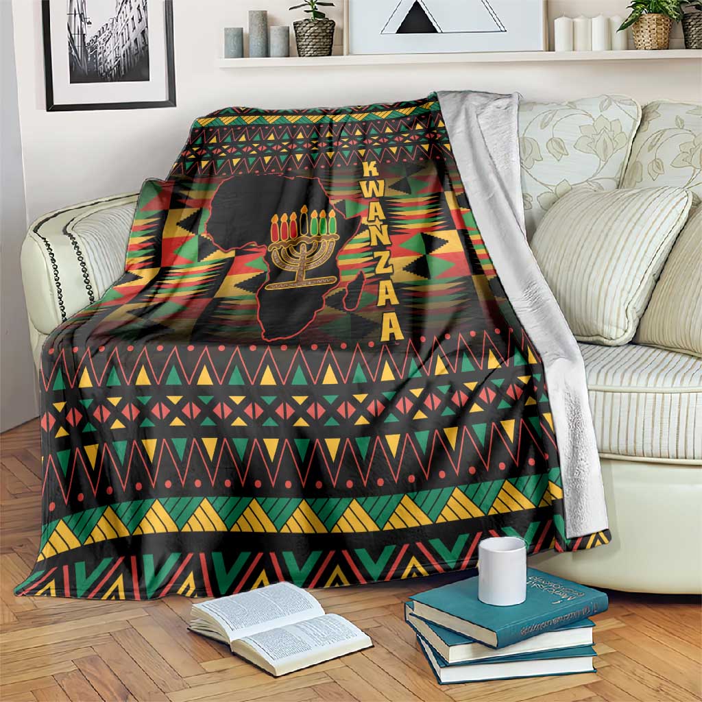 Kwanzaa Festival Blanket with Kinara Candles and African Pattern LT01