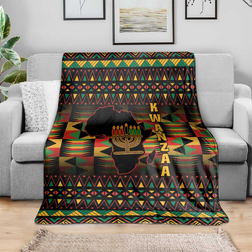Kwanzaa Festival Blanket with Kinara Candles and African Pattern LT01