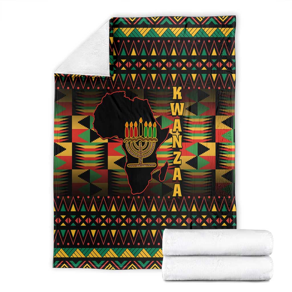 Kwanzaa Festival Blanket with Kinara Candles and African Pattern LT01